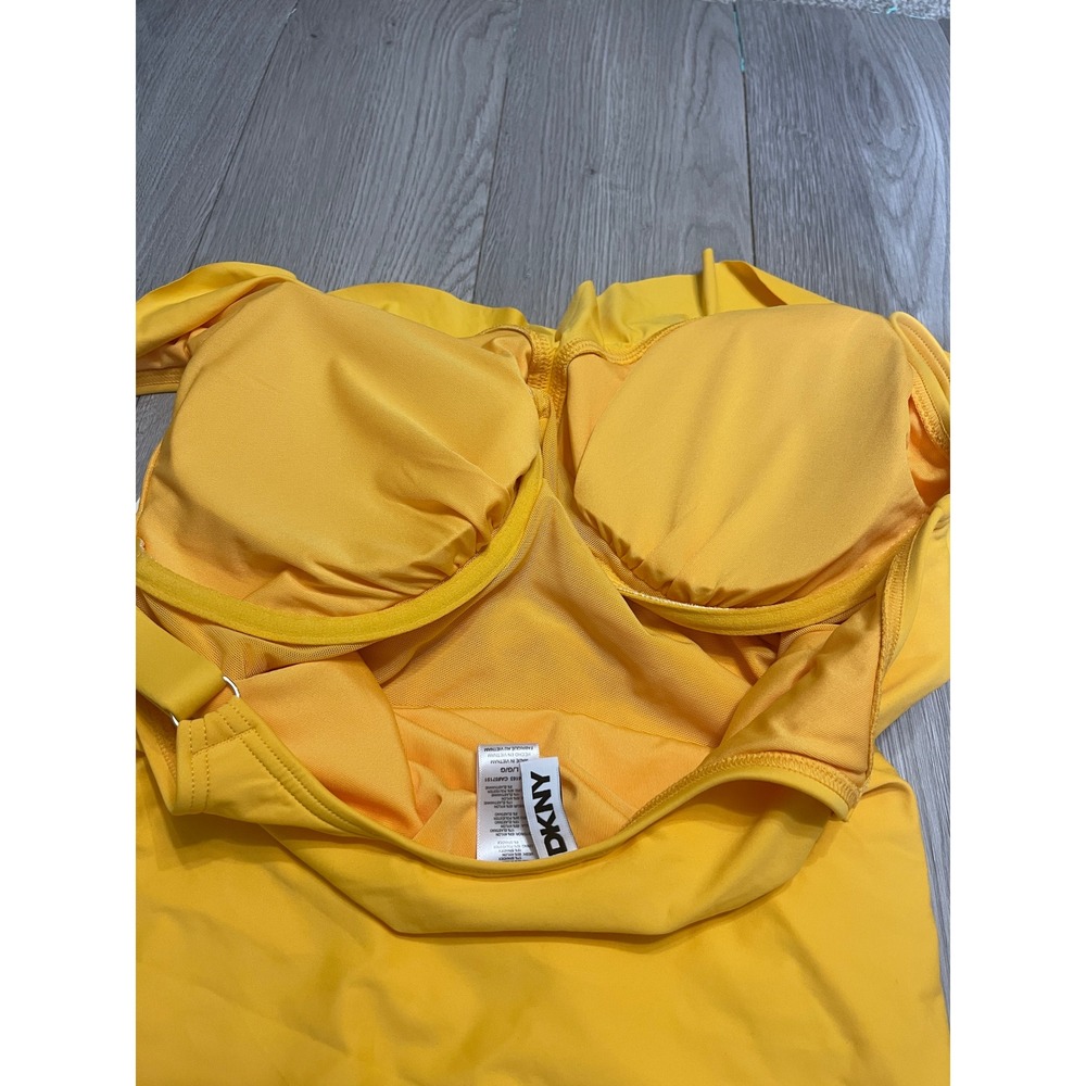 DKNY Ruffle Plunge One-Piece Swimsuit Yellow - Picture 5 of 13